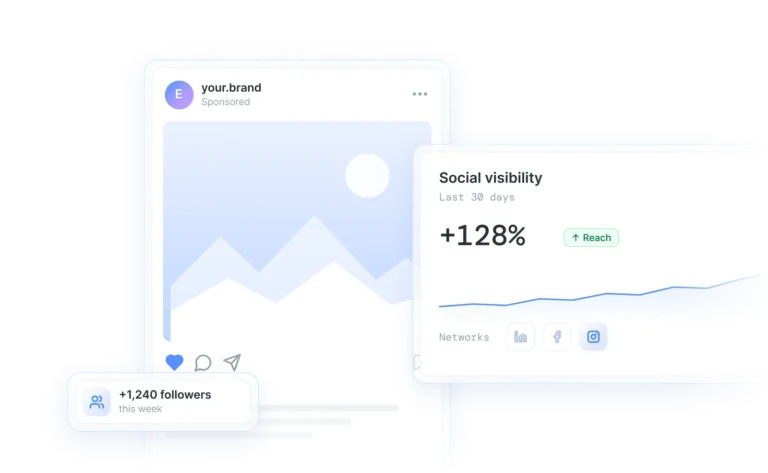 Tableau de bord de visibilité sur les réseaux sociaux avec une publication sponsorisée