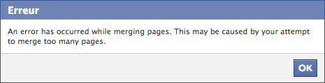 An error has occurred while merging pages. This may be caused by your attempt to merge too many pages
