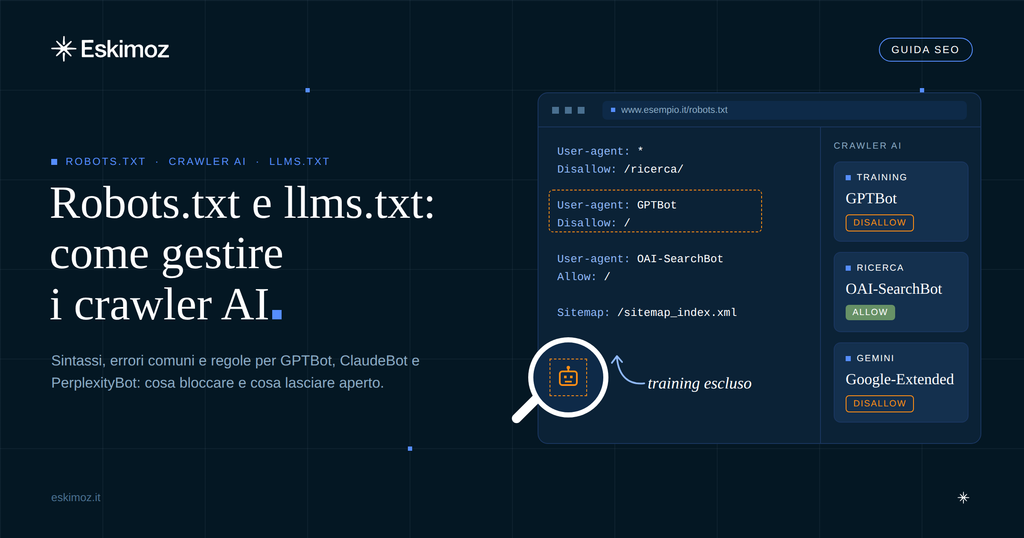 Robots.txt e llms.txt: cosa sono e come gestire i crawler AI